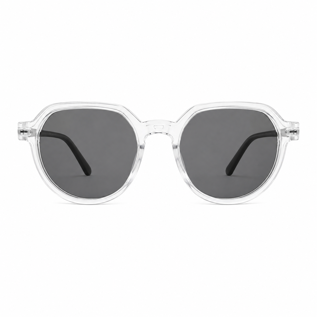 Crystal Clear Clip-On Frame With Black Temples - BLK-OF-0058