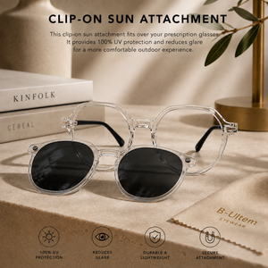 Crystal Clear Clip-On Frame With Black Temples - BLK-OF-0058