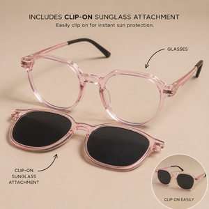 Crystal Blush Pink Transparent Clip-On Frame - BLK-OF-0059