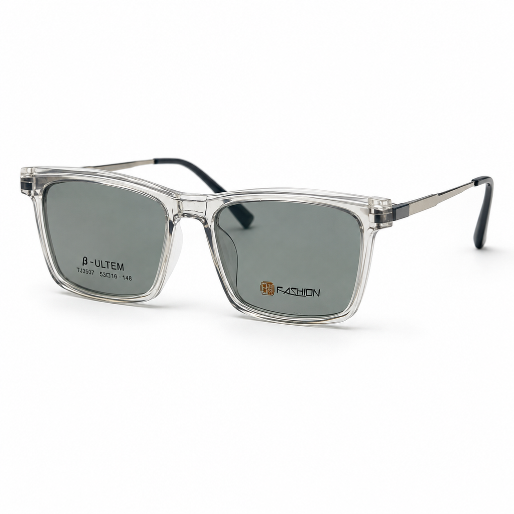Crystal White Clip-On Optical Frame - BLK-OF-0061