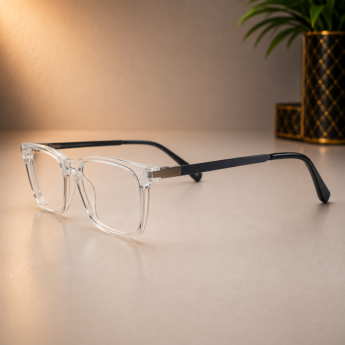 Crystal Clear Square Optical Frame - BLK-OF-0062