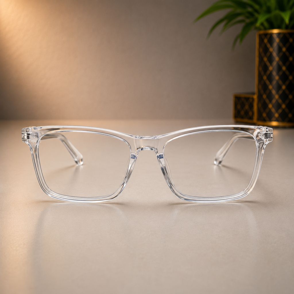 Crystal Clear Square Optical Frame - BLK-OF-0062