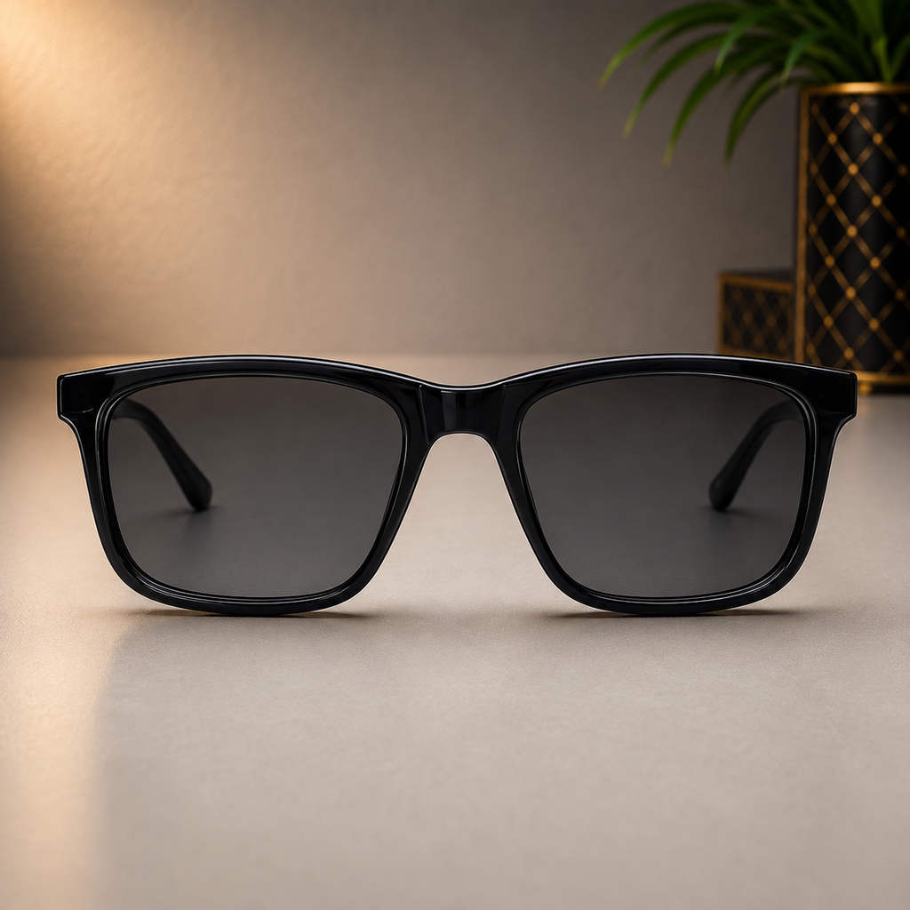 Smoke Crystal Clip-On Square Optical Frame - BLK-OF-0063
