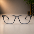Smoke Crystal Clip-On Square Optical Frame - BLK-OF-0063
