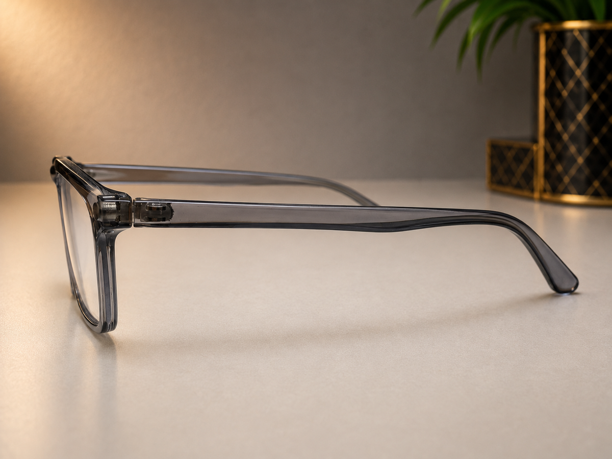 Smoke Crystal Clip-On Square Optical Frame - BLK-OF-0063