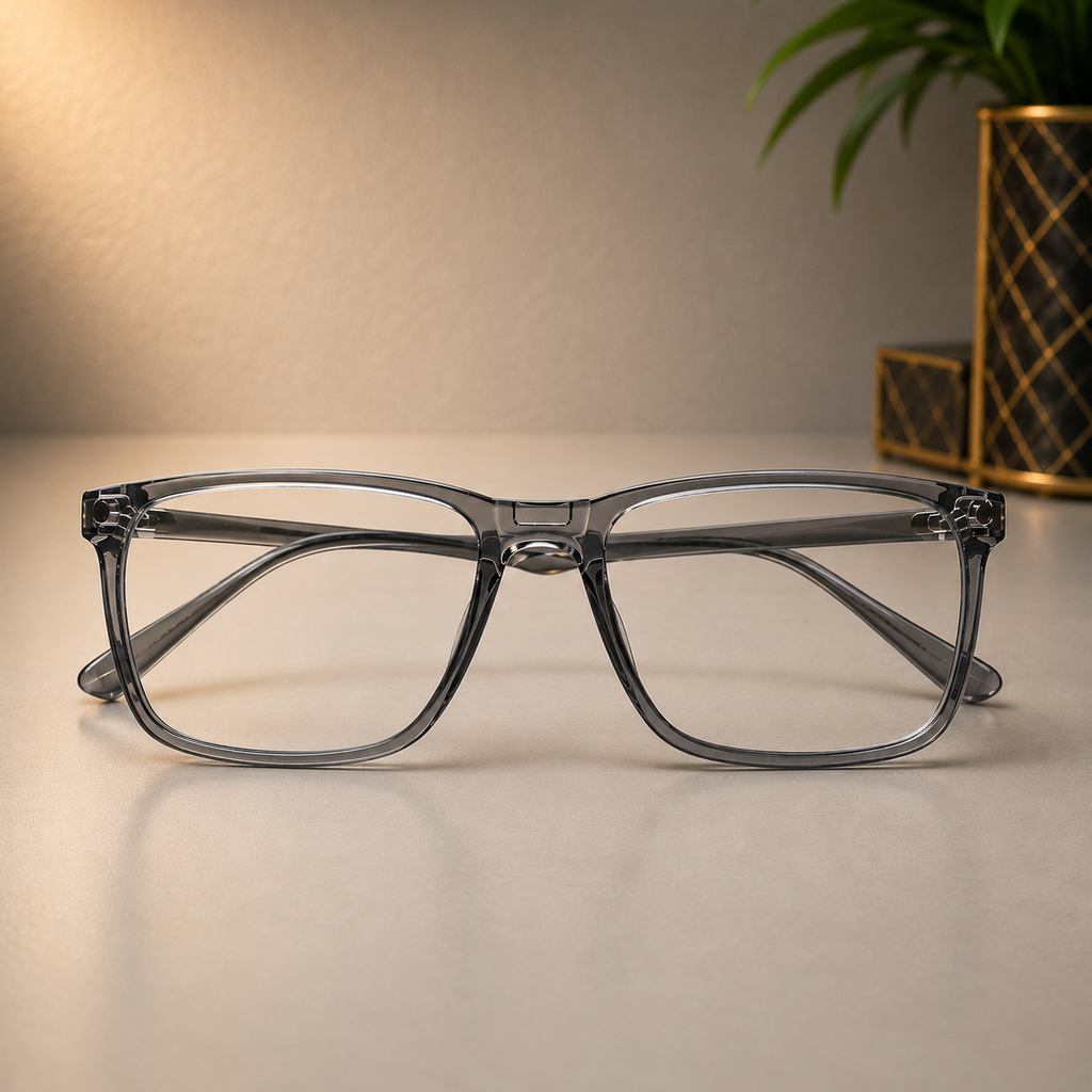 Smoke Crystal Clip-On Square Optical Frame - BLK-OF-0063