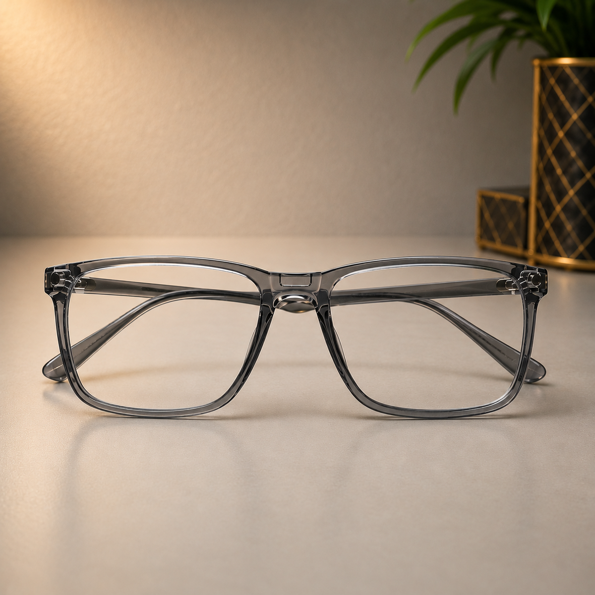 Smoke Crystal Clip-On Square Optical Frame - BLK-OF-0063
