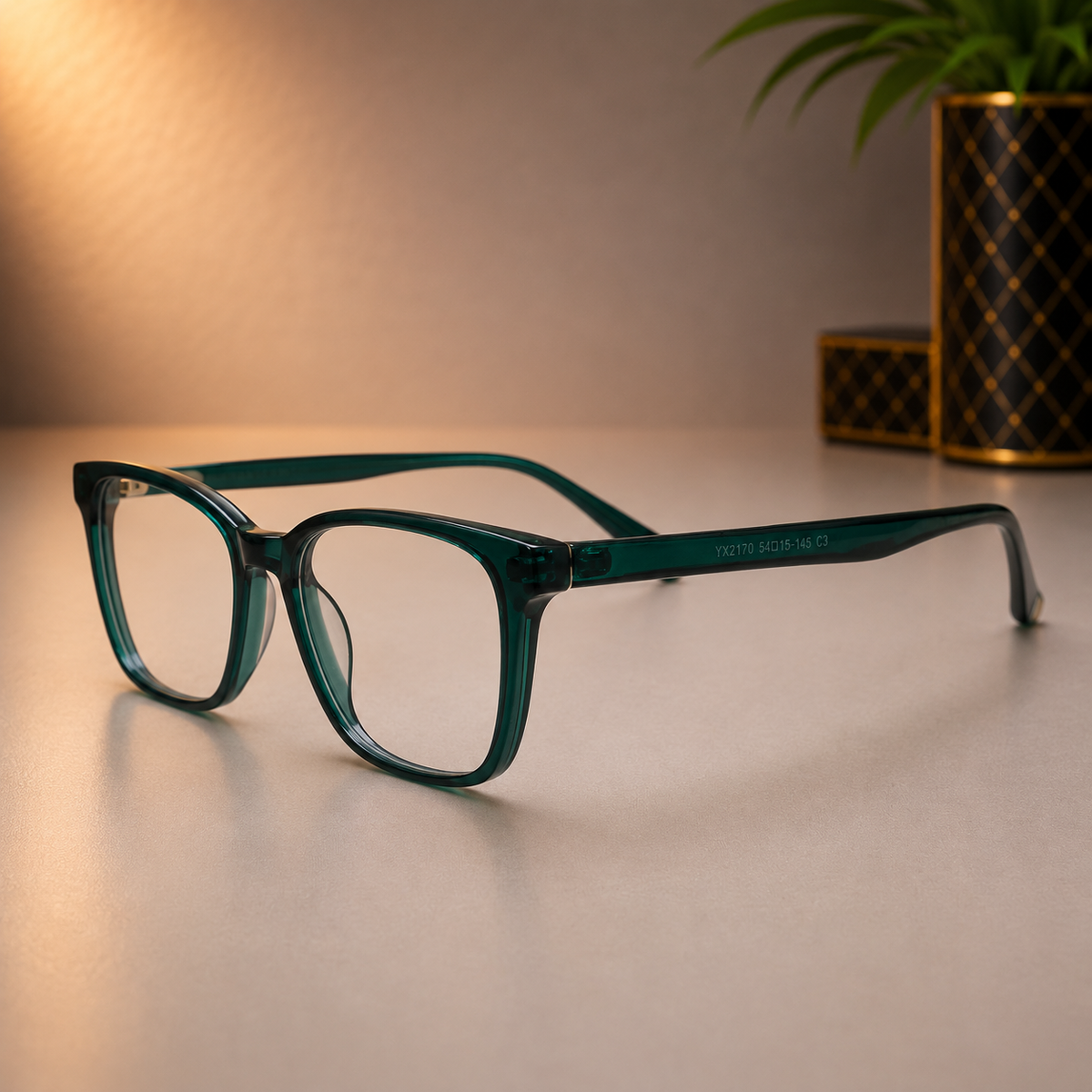 Emerald Crystal Square Frame with Clip-on - BLK-OF-0064