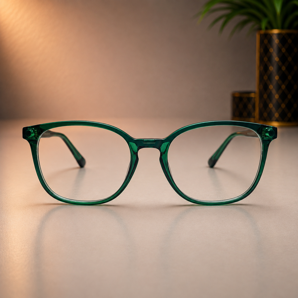 Emerald Crystal Square Frame with Clip-on - BLK-OF-0064
