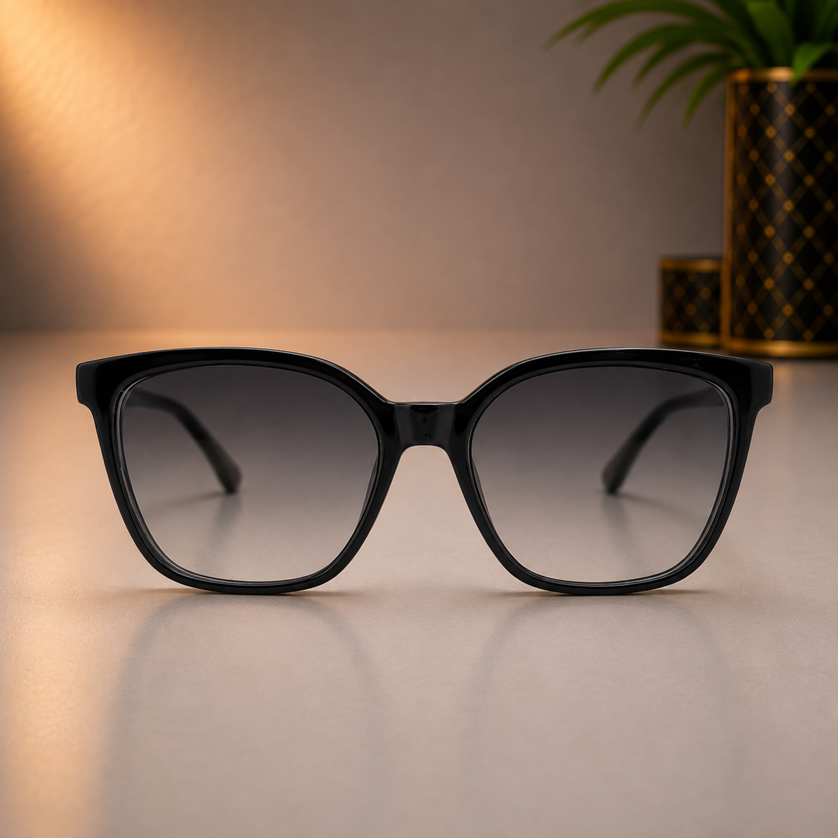Emerald Crystal Square Frame with Clip-on - BLK-OF-0064