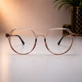 Champagne Transparent Round Frame with Magnetic Clip-On Sunglasses –  BLK-OF-0066
