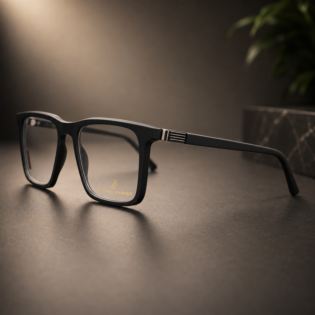 Premium Matte Grey Optical Frame with 3 Magnetic Polarized Clip-On Lenses -  BLK-OF-0071