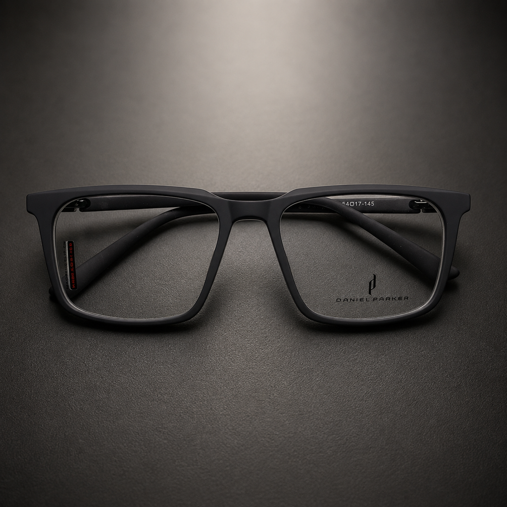 Premium Matte Grey Optical Frame with 3 Magnetic Polarized Clip-On Lenses -  BLK-OF-0071