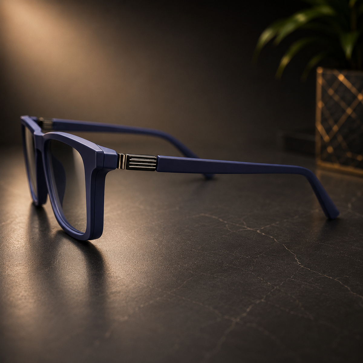 Premium Matte Blue Optical Frame with 3 Magnetic Polarized Clip-On Lenses -  BLK-OF-0072