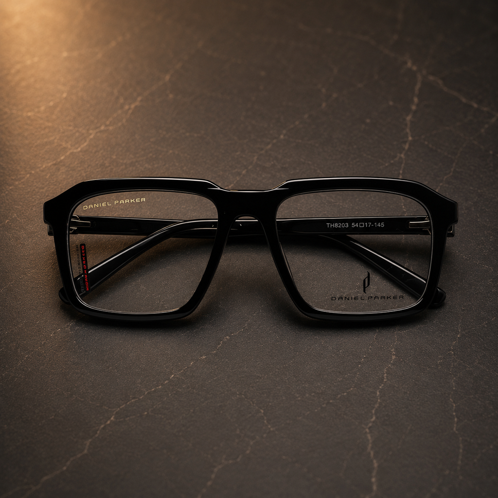 Premium Black Optical Frame with 3 Magnetic Polarized Clip-On Lenses -  BLK-OF-0073