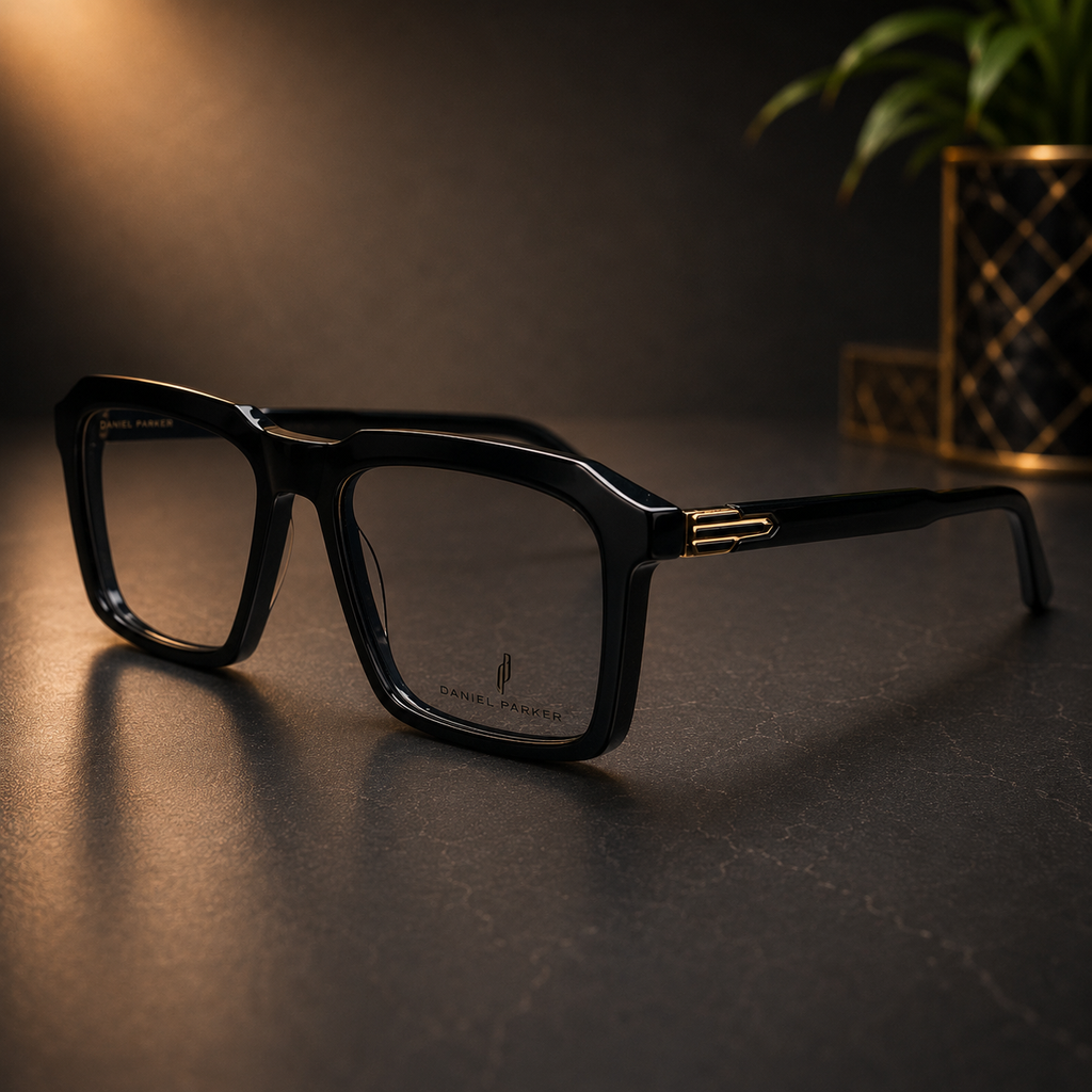 Premium Black Optical Frame with 3 Magnetic Polarized Clip-On Lenses -  BLK-OF-0073