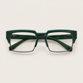 Forest Green Geometric Half-Rim Frame - BLK-OF-0076
