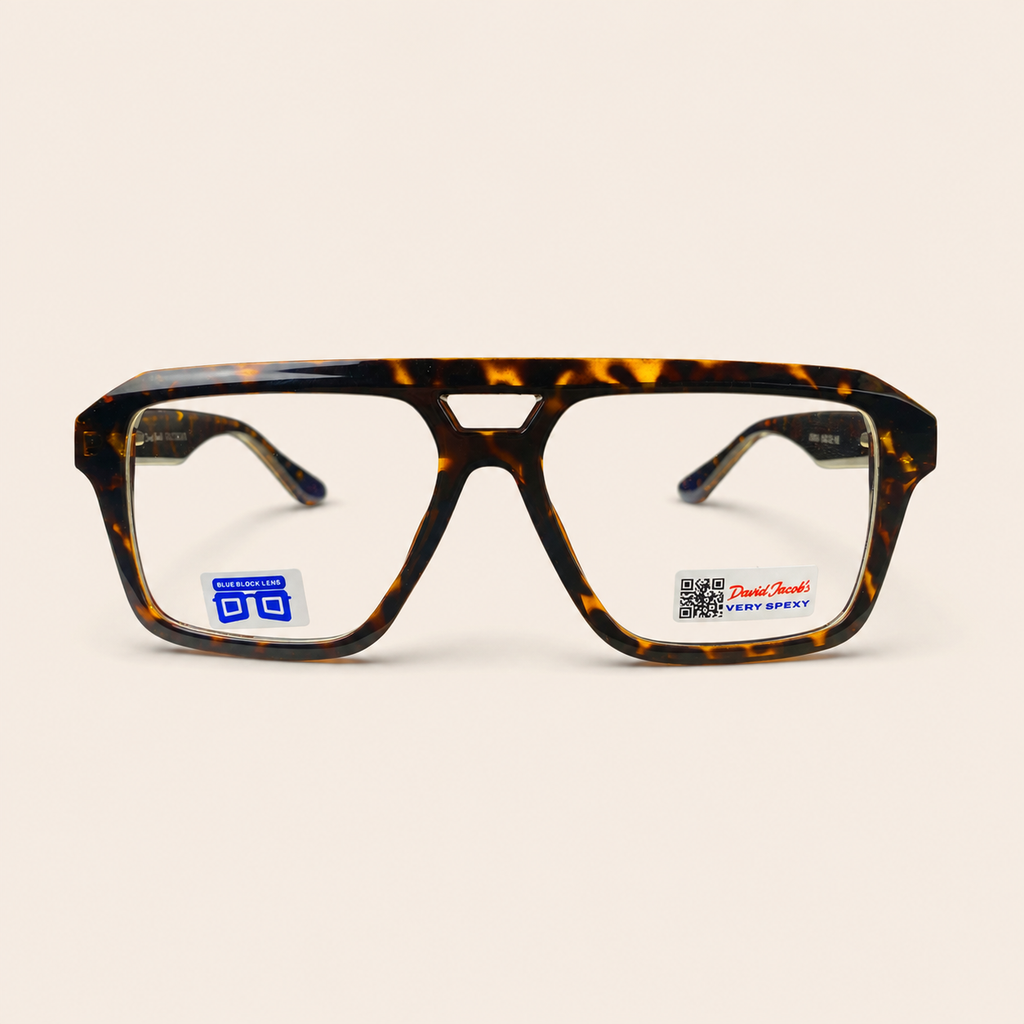 Tortoiseshell Geometric Aviator Optical Frame - BLK-OF-0077
