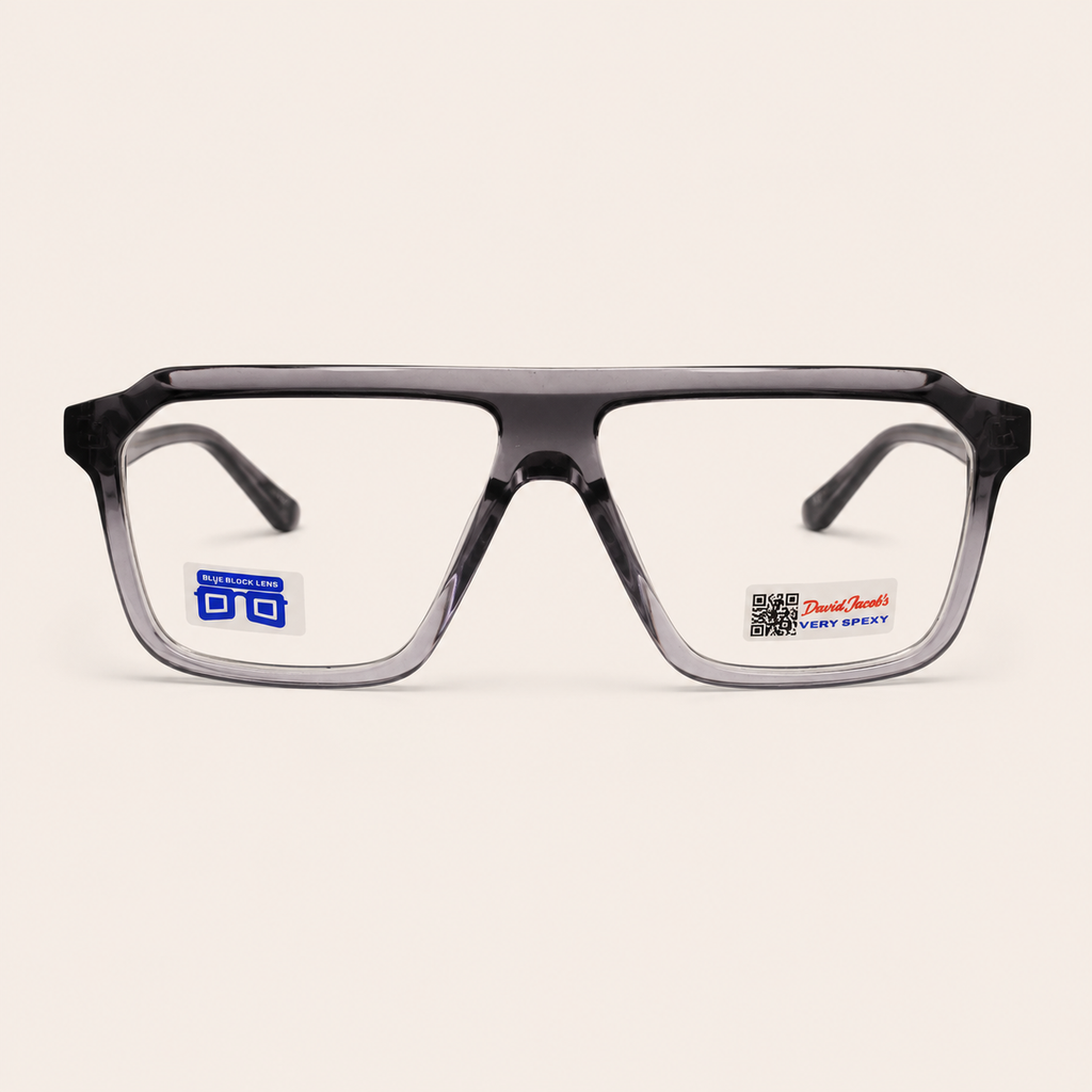 Smoke Grey Geometric Aviator Optical Frame - BLK-OF-0078