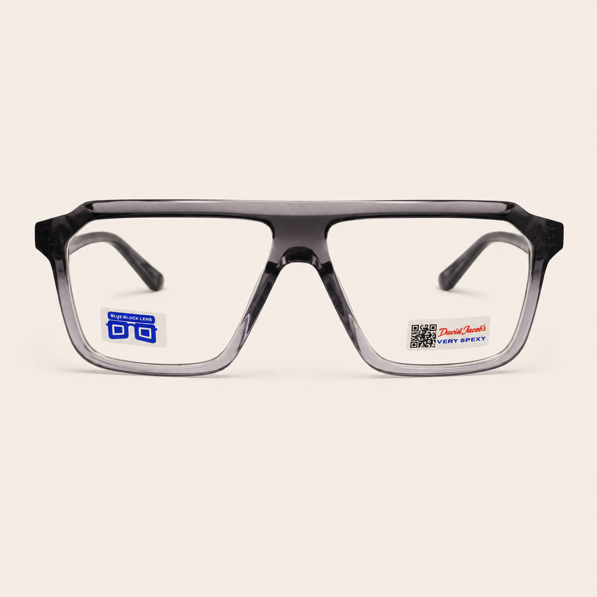 Smoke Grey Geometric Aviator Optical Frame - BLK-OF-0078