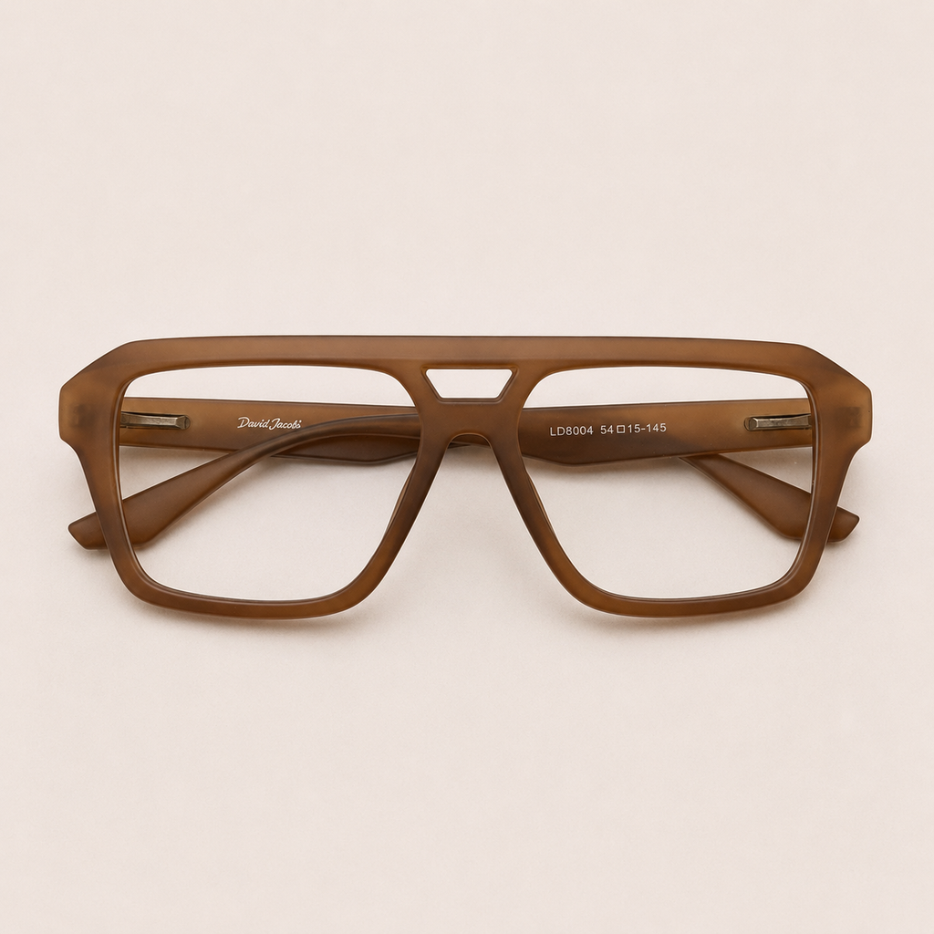 Caramel Brown Geometric Aviator Optical Frame - BLK-OF-0079