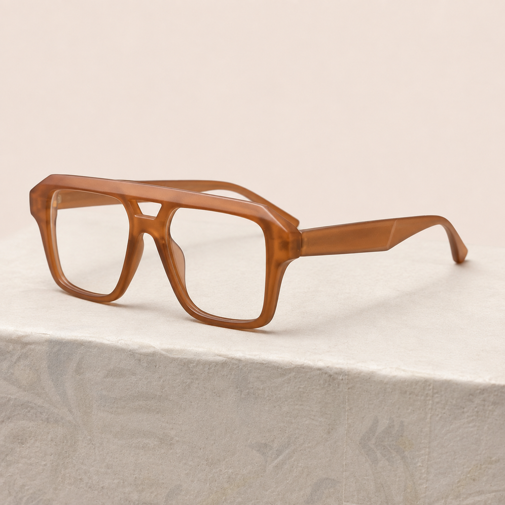 Caramel Brown Geometric Aviator Optical Frame - BLK-OF-0079