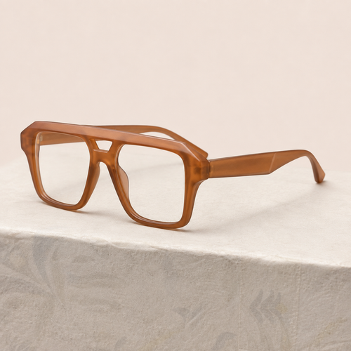 Caramel Brown Geometric Aviator Optical Frame - BLK-OF-0079
