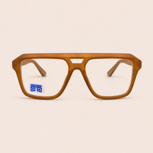 Caramel Brown Geometric Aviator Optical Frame - BLK-OF-0079
