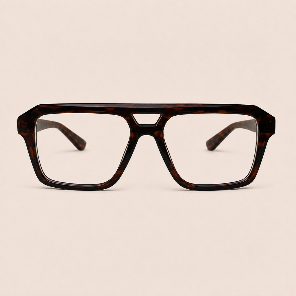 Dark Tortoise Geometric Aviator Optical Frame - BLK-OF-0080