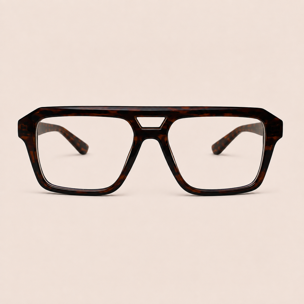 Dark Tortoise Geometric Aviator Optical Frame - BLK-OF-0080
