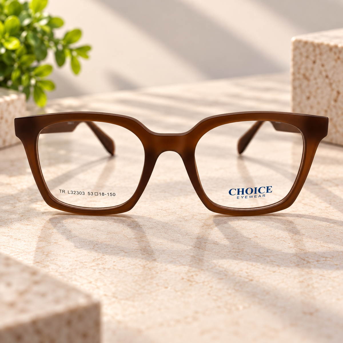 Warm Brown Geometric Optical Frame - BLK-OF-0085