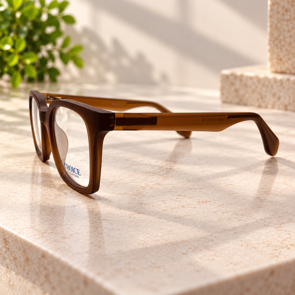 Warm Brown Geometric Optical Frame - BLK-OF-0085