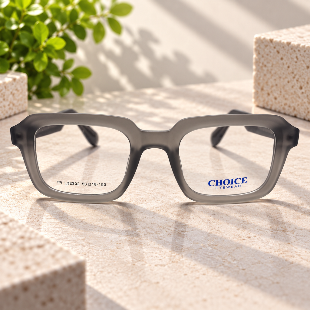Smoke Grey Square Optical Frame - BLK-OF-0087