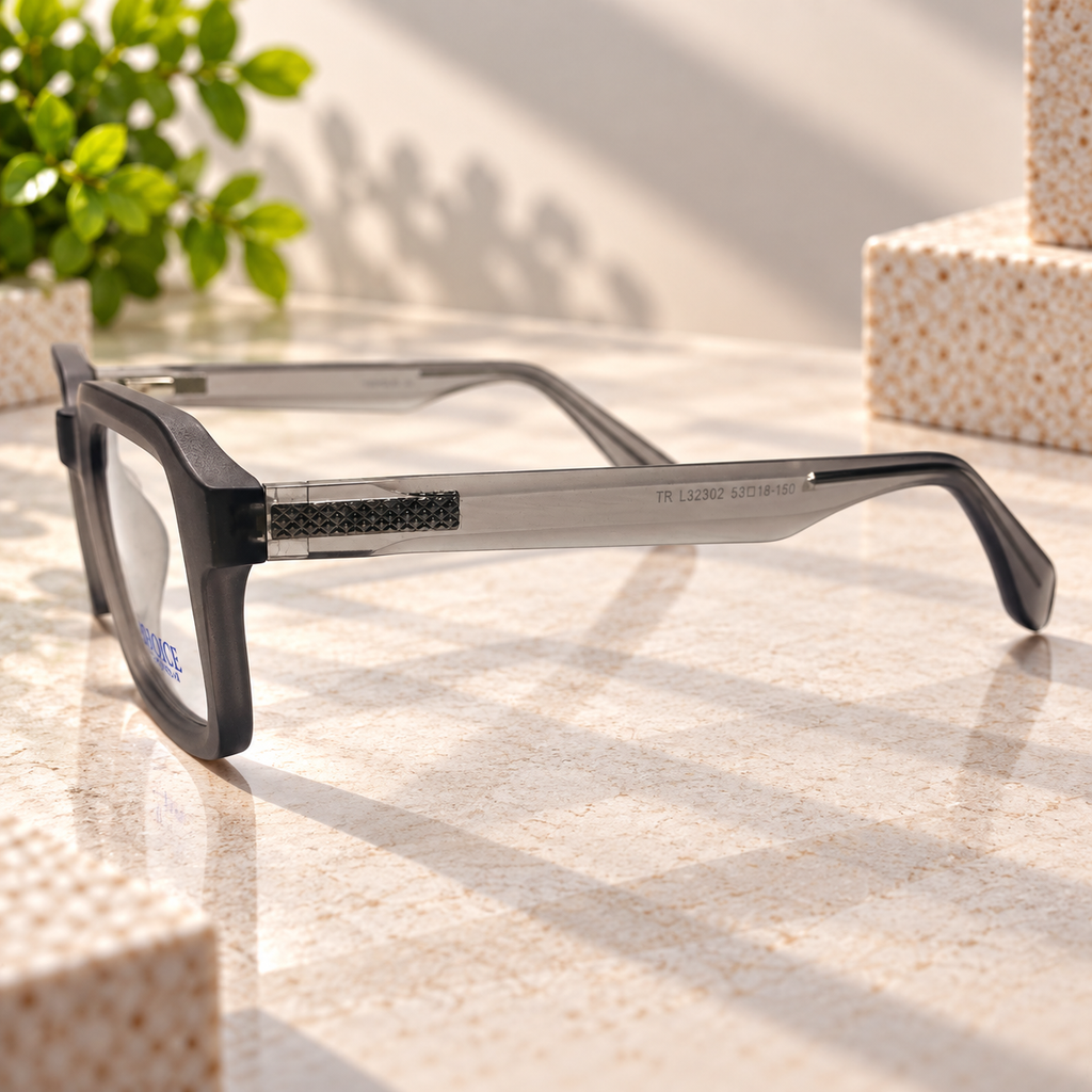 Smoke Grey Square Optical Frame - BLK-OF-0087