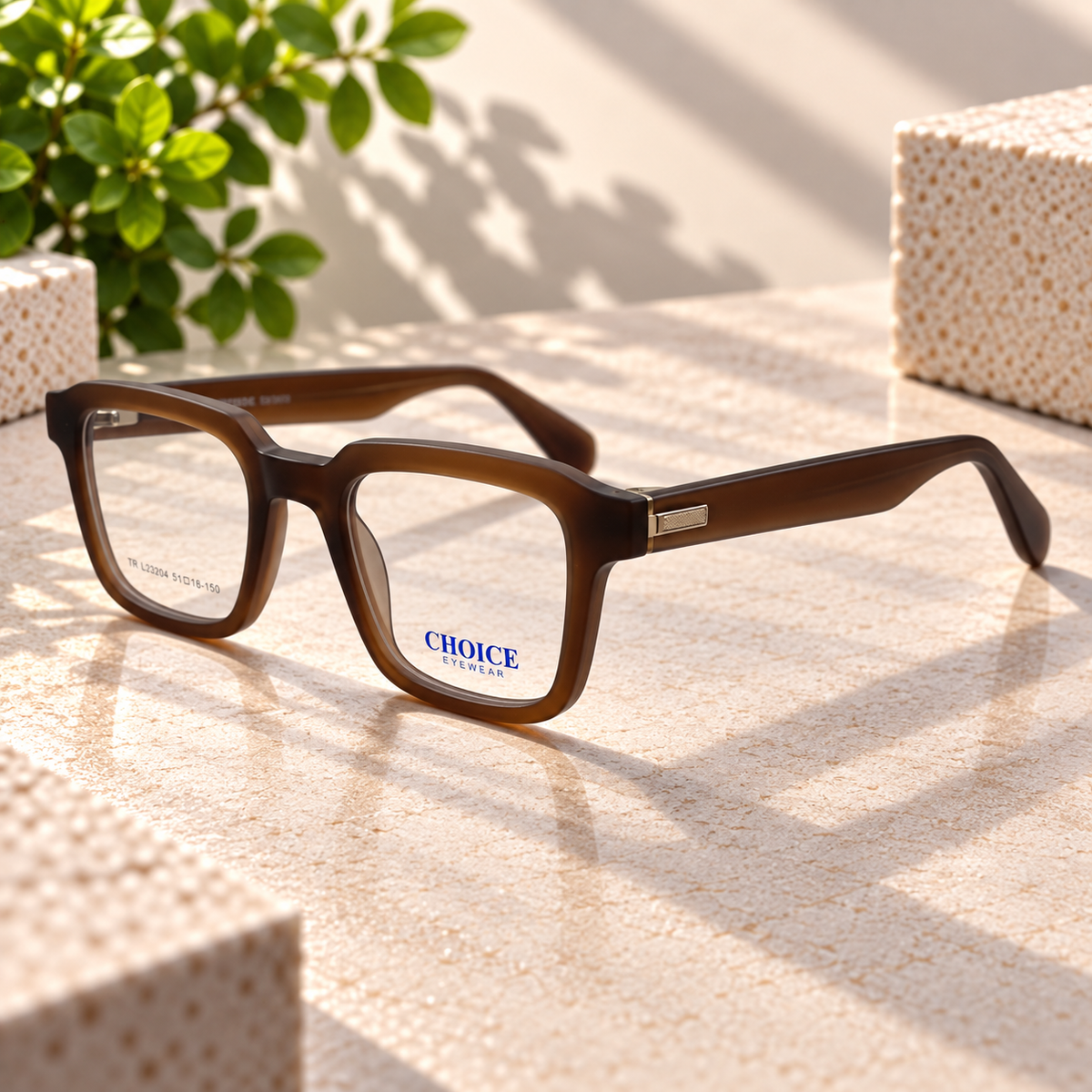 Mocha Brown Geometric Square Optical Frame - BLK-OF-0089