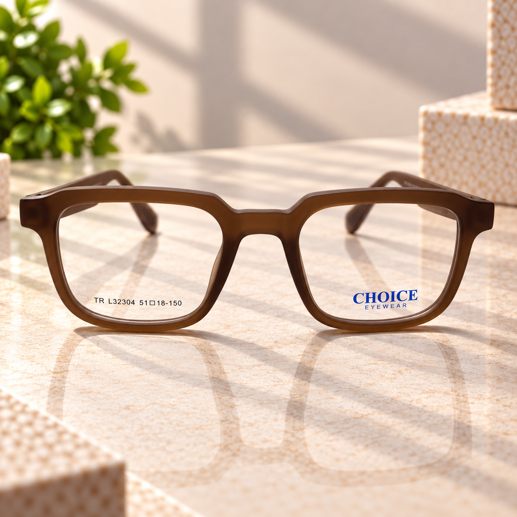 Mocha Brown Geometric Square Optical Frame - BLK-OF-0089