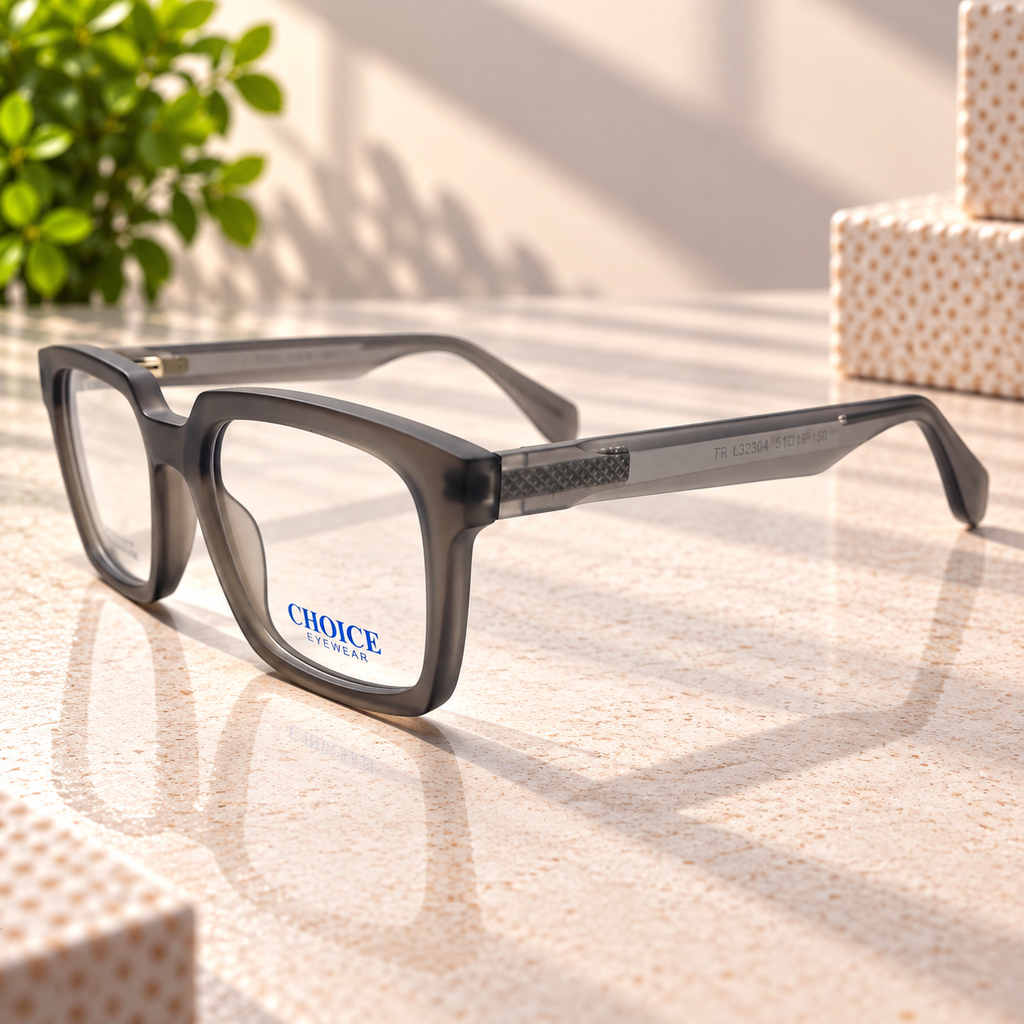 Smoke Grey Square Optical Frame - BLK-OF-0090