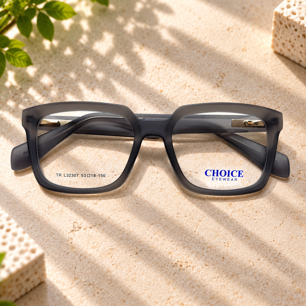Smoke Grey Square Optical Frame - BLK-OF-0090