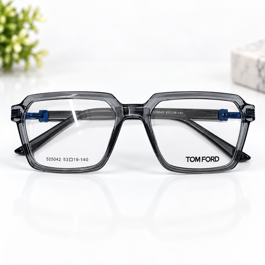 Tom Ford Smoke Grey Square Optical Frame - BLK-OF-0092