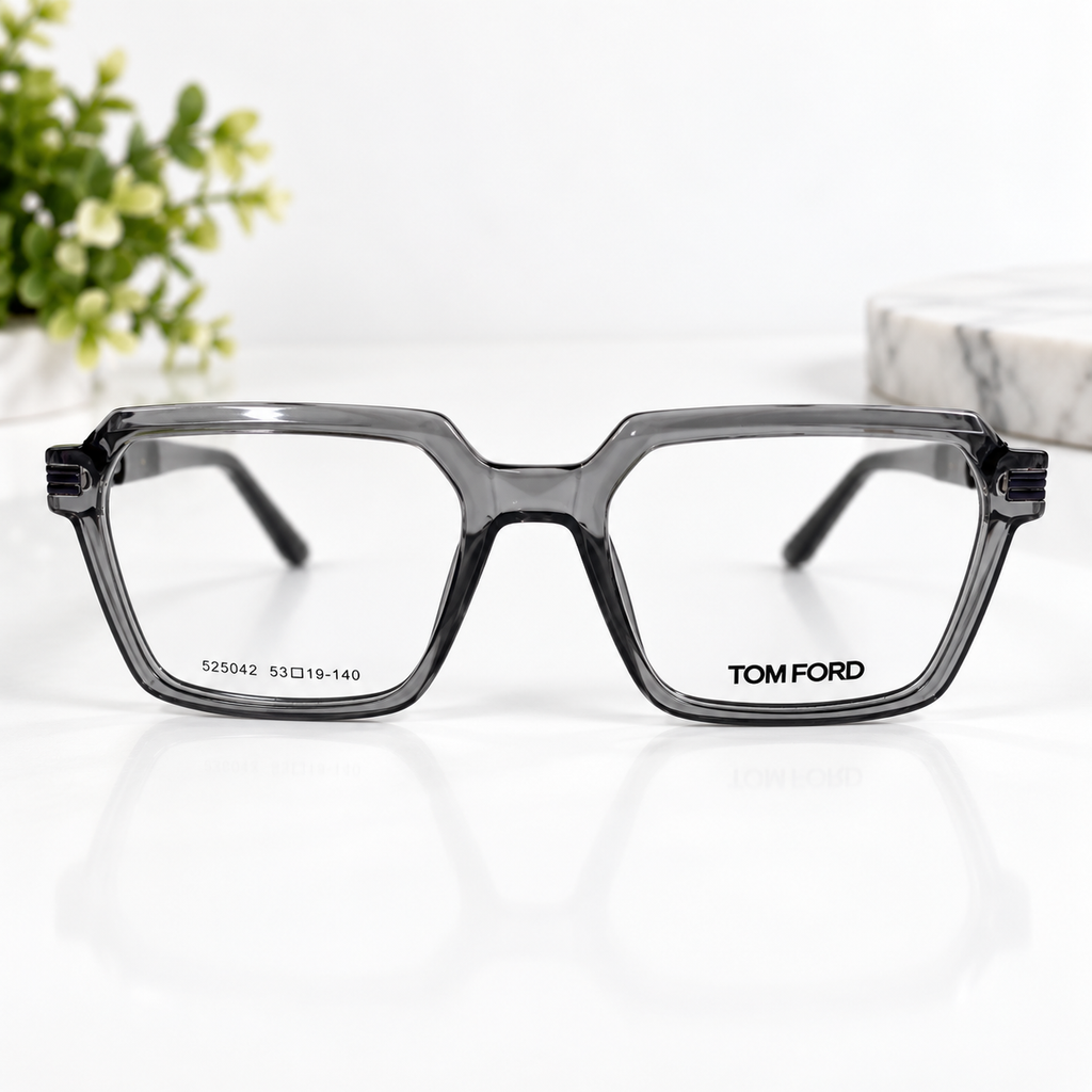 Tom Ford Smoke Grey Square Optical Frame - BLK-OF-0092