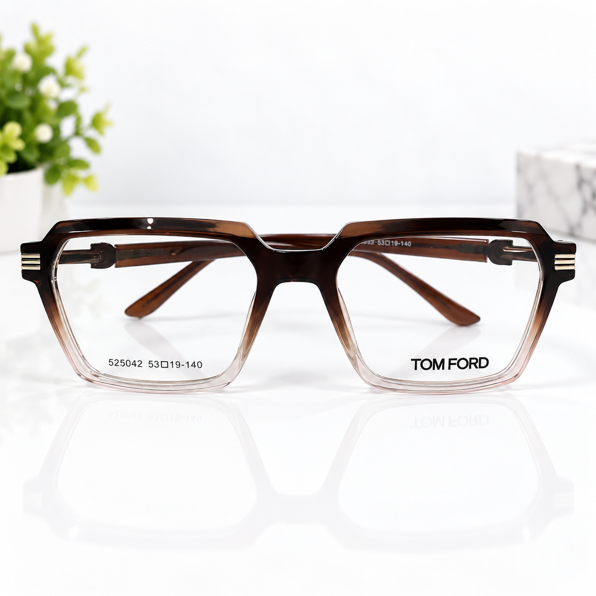 Tom Ford Brown Gradient Square Optical Frame - BLK-OF-0093