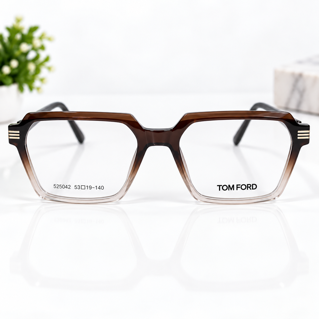 Tom Ford Brown Gradient Square Optical Frame - BLK-OF-0093