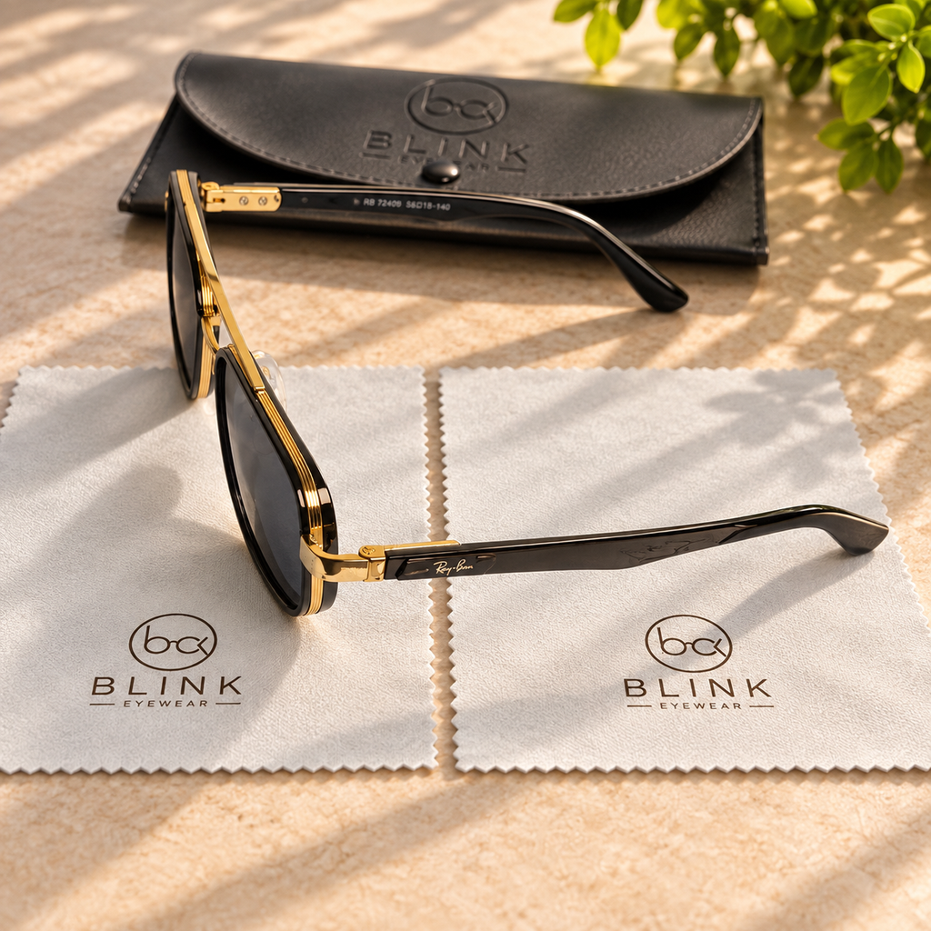 Ray-Ban Black & Gold Square Sunglasses - BLK-SG-0091