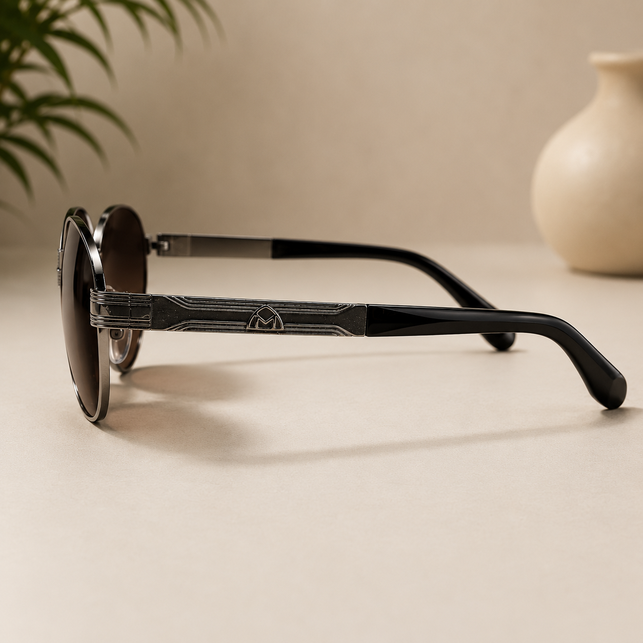 Classic Oval Metal Sunglasses – Gunmetal Black - BLK-SG-0011