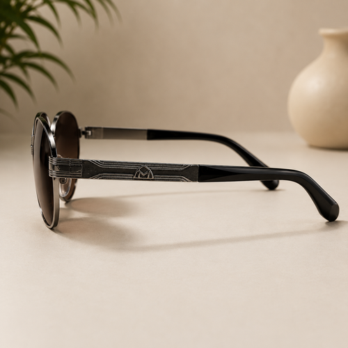 Classic Oval Metal Sunglasses - BLK-SG-0011