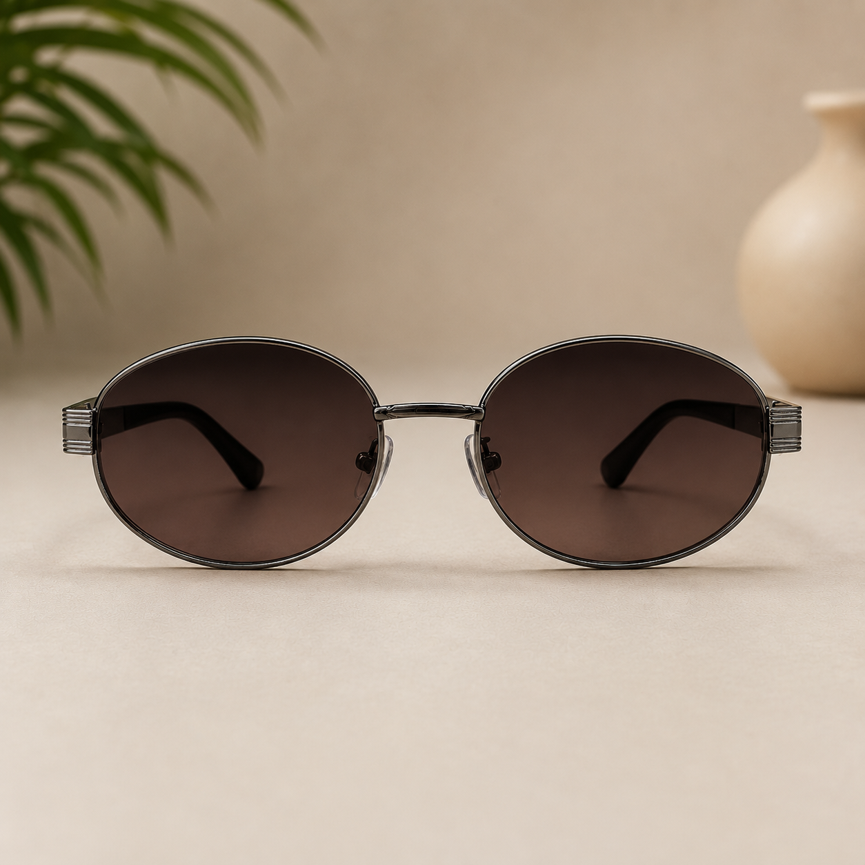 Classic Oval Metal Sunglasses – Gunmetal Black - BLK-SG-0011
