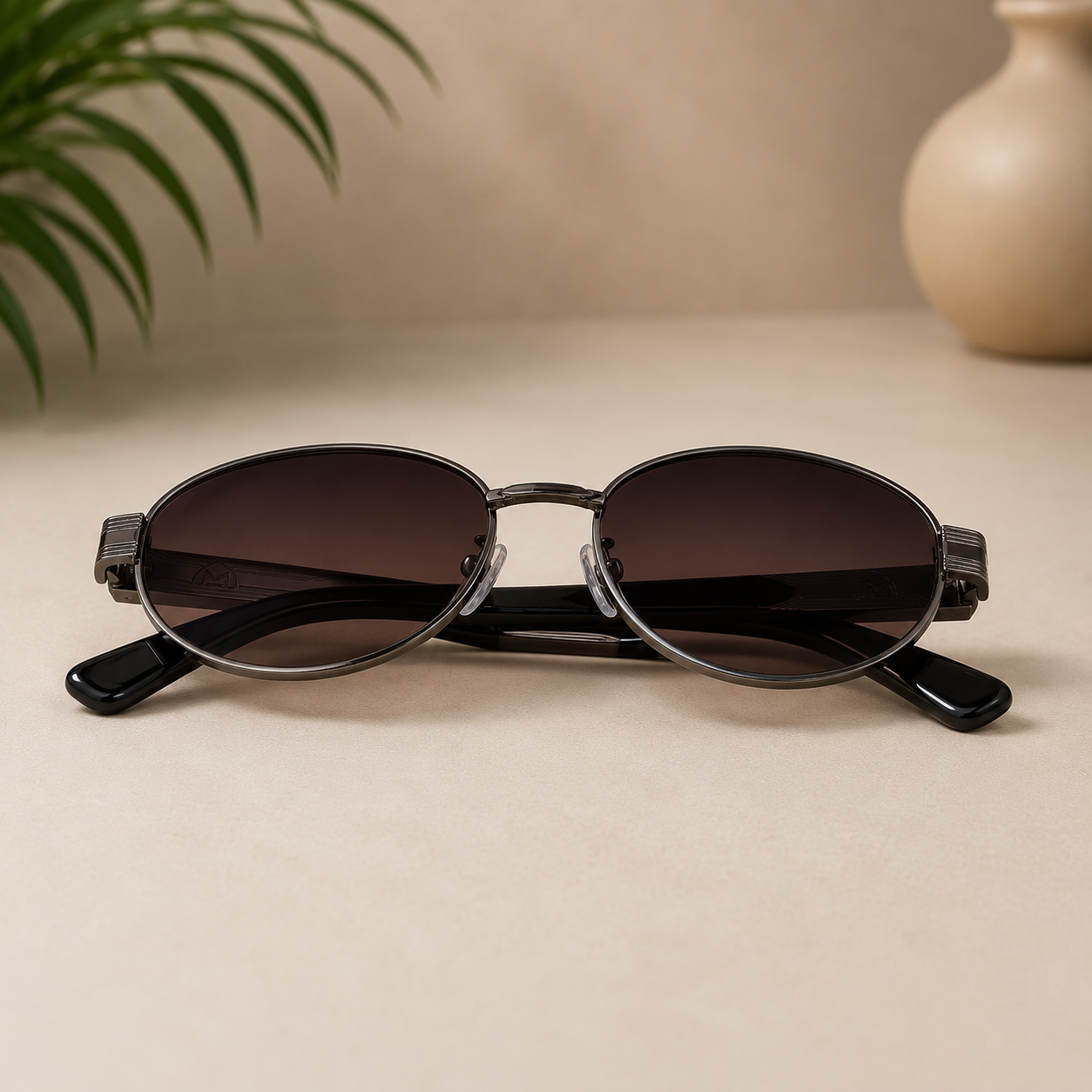 Classic Oval Metal Sunglasses – Gunmetal Black - BLK-SG-0011