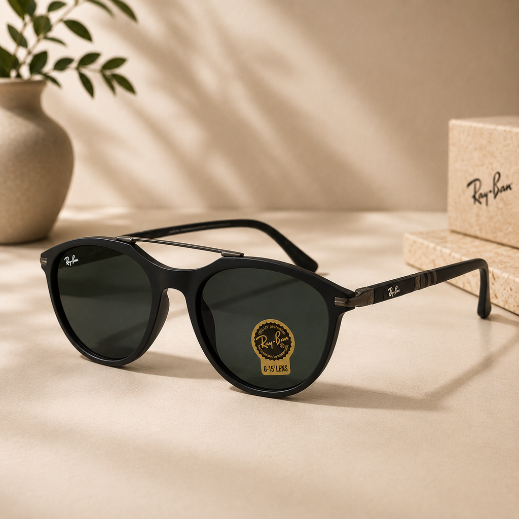 Ray-Ban Aviator Shield Black Polarized Sunglasses - BLK-SG-0013-RB