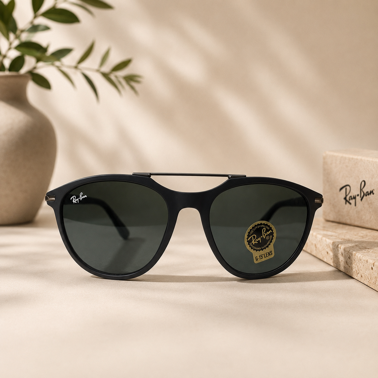 Ray-Ban Aviator Shield Black Polarized Sunglasses - BLK-SG-0013-RB