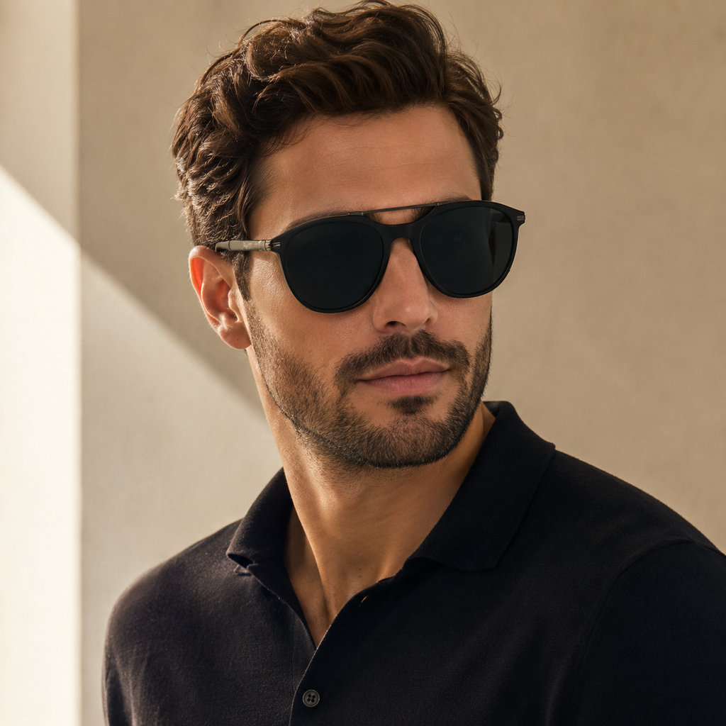 Ray-Ban Aviator Shield Black Polarized Sunglasses - BLK-SG-0013-RB
